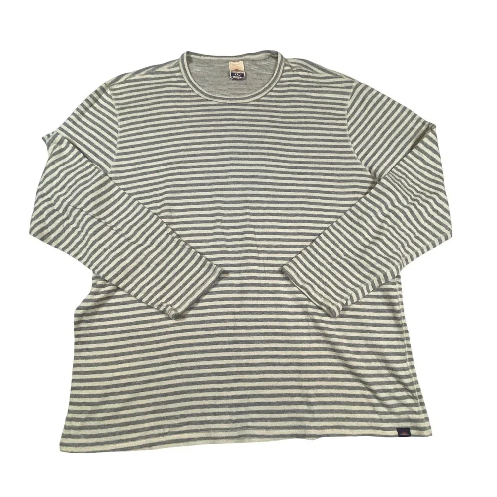 FAHERTY Reversible‎ Striped Long Sleeve Shirt XXL Gray White Cotton Modal